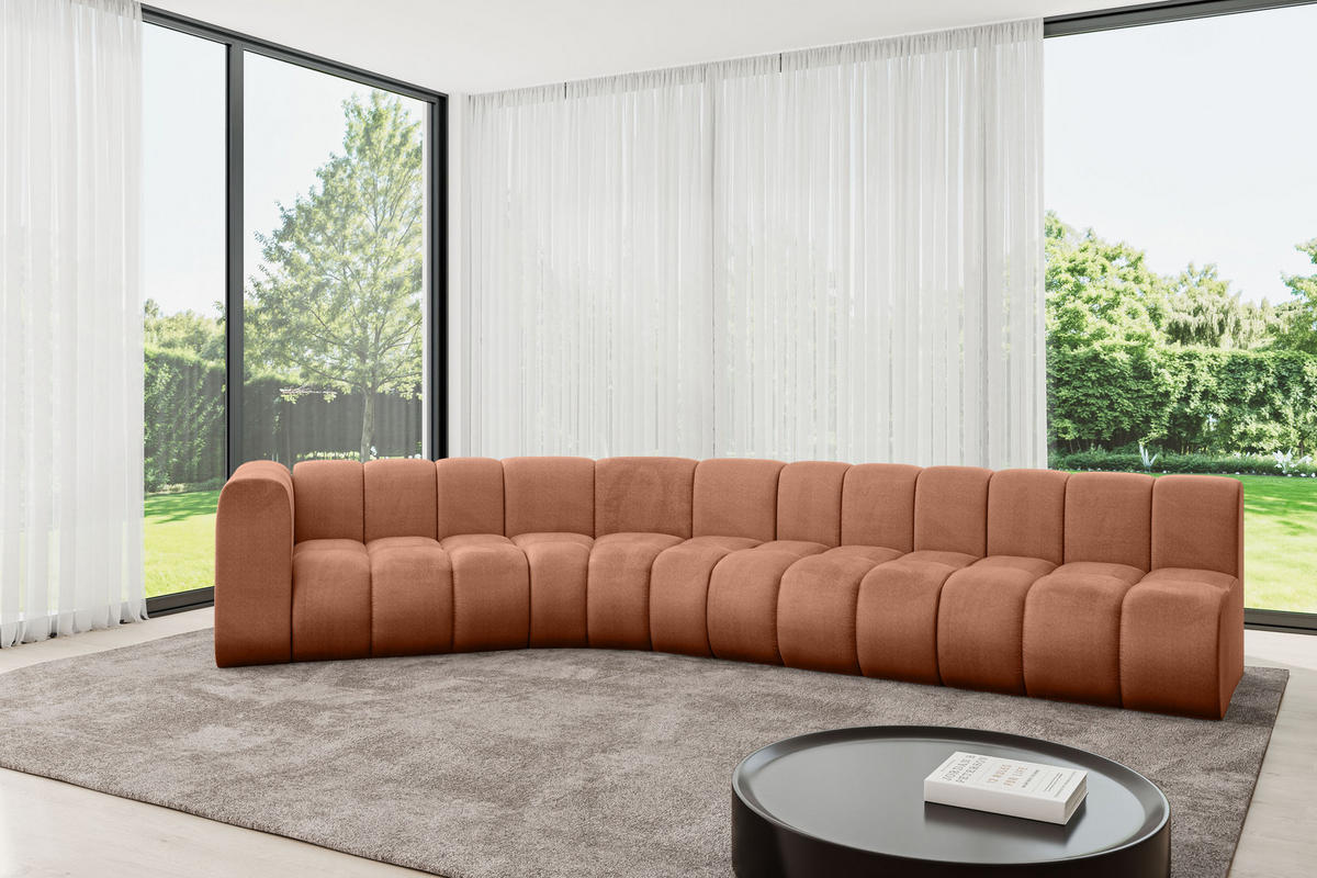 ECKSOFA modulares Sofa Karex-L2 - 399x194x70 cm Apricot - Koralle, Holzwerkstoff/Textil (399/194cm) - ALTDECOR