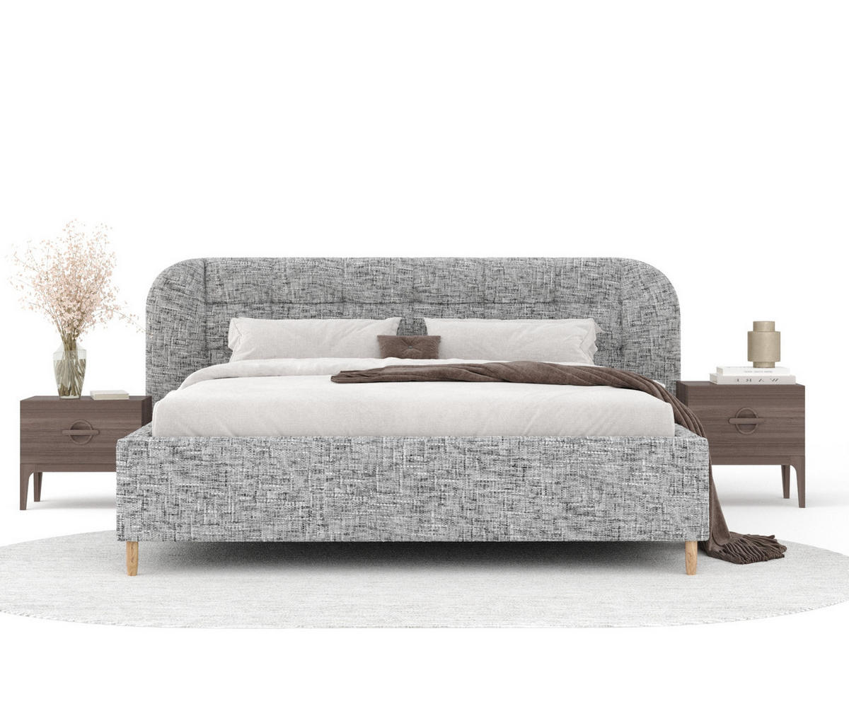 POLSTERBETT Nuno Grau 140/200 cm im Chenille-Stoff - Naturfarben/Grau, Holz/Holzwerkstoff (140/200cm) - Maison de Reve