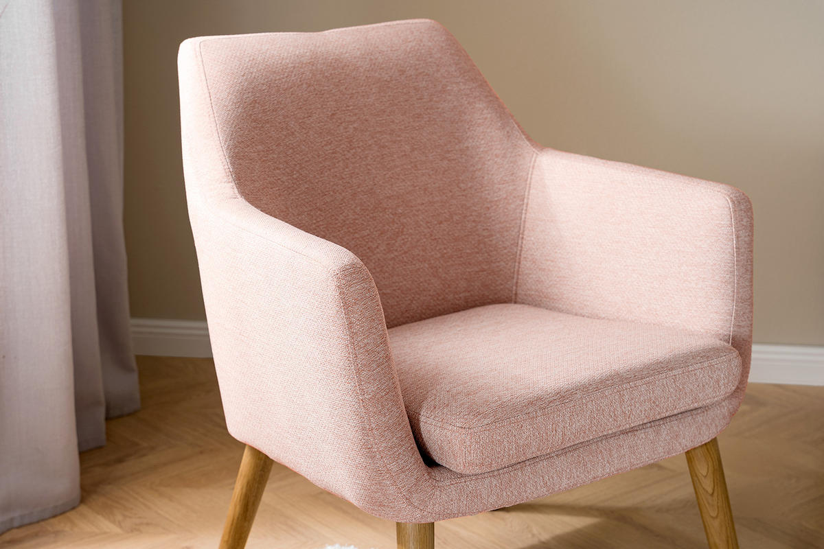 LOUNGESESSEL - Eichefarben/Rosa, Eichenholz/Textil (66/80/68cm) - home24