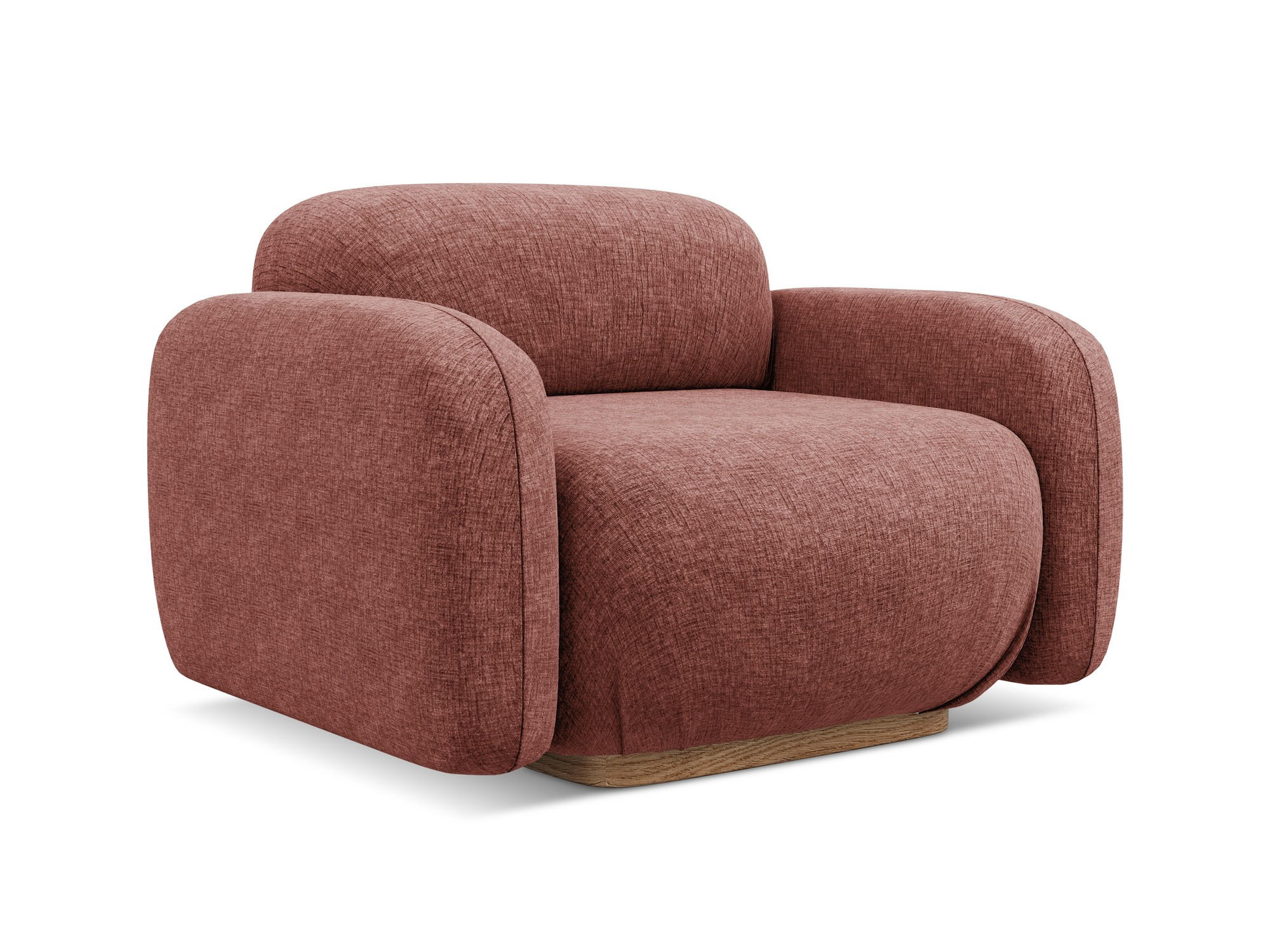 SESSEL Chenille Stoff Pink - Pink/Hellrosa, Holz/Textil (110/73/95cm) - Makamii