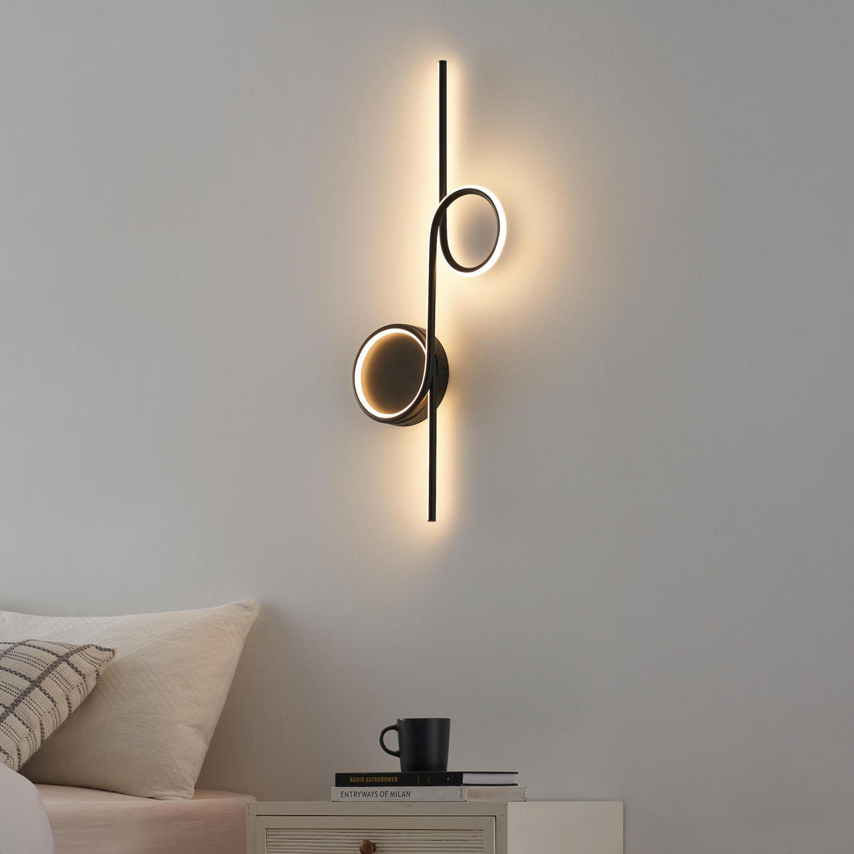 WANDLEUCHTE Celi, Schwarz, 62cm - Schwarz, Metall (34/62/62cm) - KOSILUM