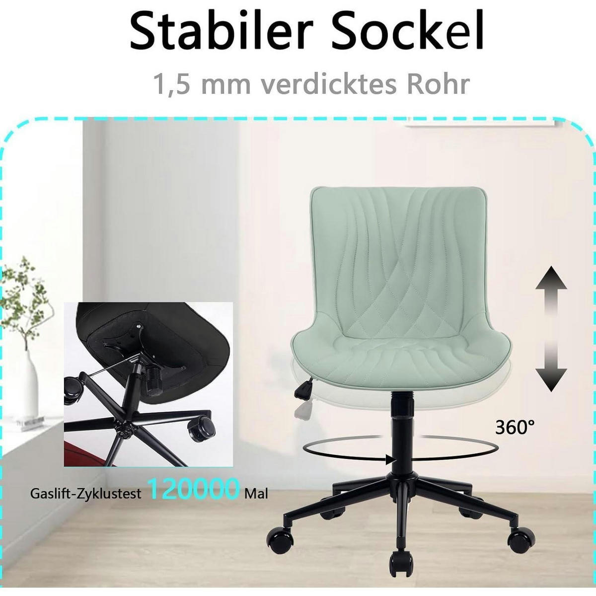 BÜROSTUHL Ergonomisch Mintgrün - Hellgrün, Kunststoff (60/78.5/42.4cm)