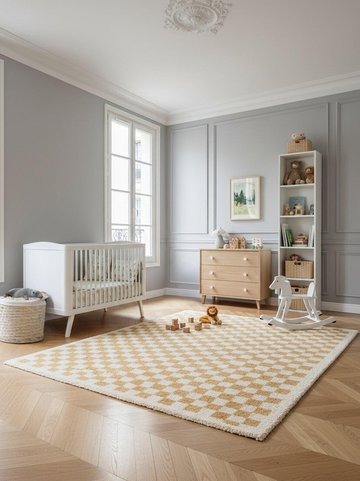 TEPPICH kariert langflorig weich voluminös gelb - Gelb, Textil (120/170cm) - AFK Living