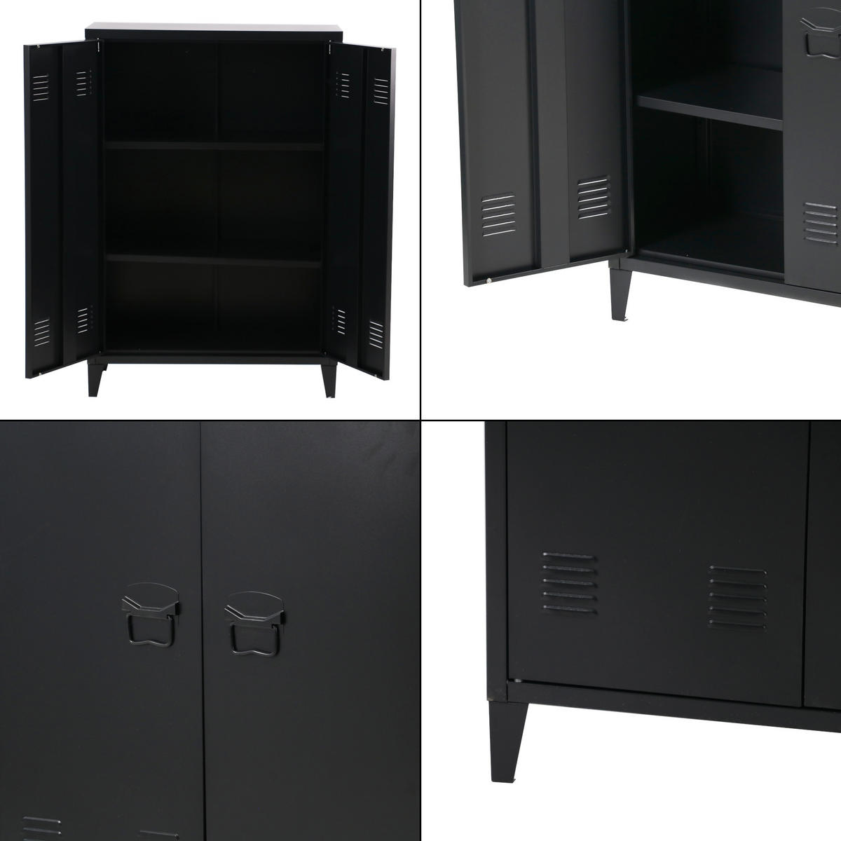 METALLSCHRANK Oripää - Schwarz, Metall (75/110/33cm) - [en.casa]