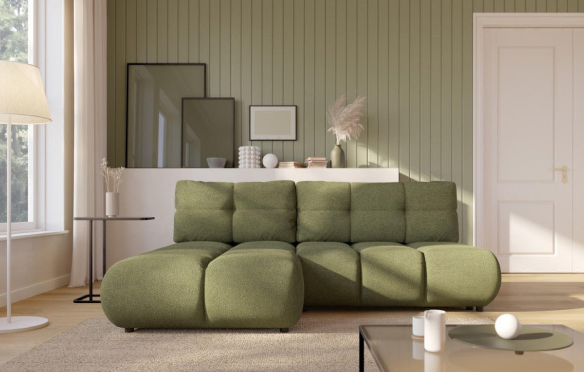 ECKSOFA Grün MILA Ausziehbar Links Ohne Armlehnen - Grün, Textil (230/177cm) - Sepro Meble