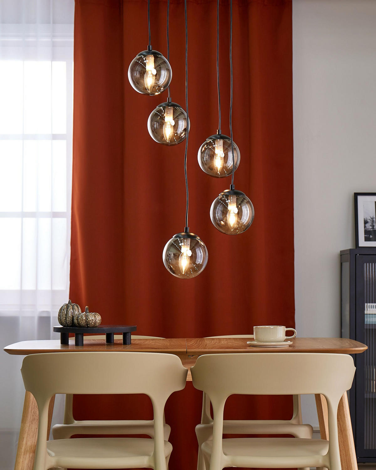 HÄNGELEUCHTE Schwarz Noel - Transparent/Schwarz, Glas (35/35/143cm) - Beliani