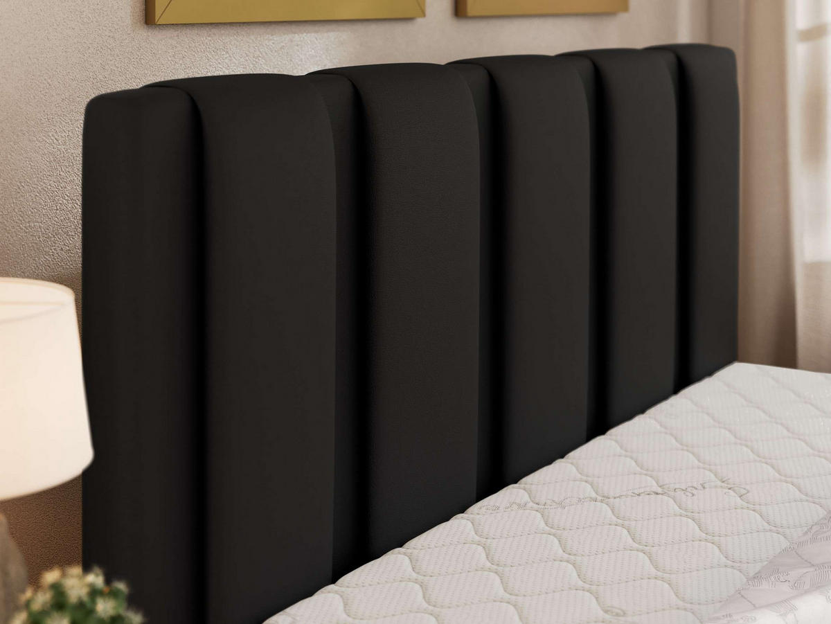 ČALOUNĚNÁ POSTEL SAVINO CLASSIC 140/200 - Černá Ekokůže - s multipocketovou matrací - černá, textil/plast (140/200cm) - MKS