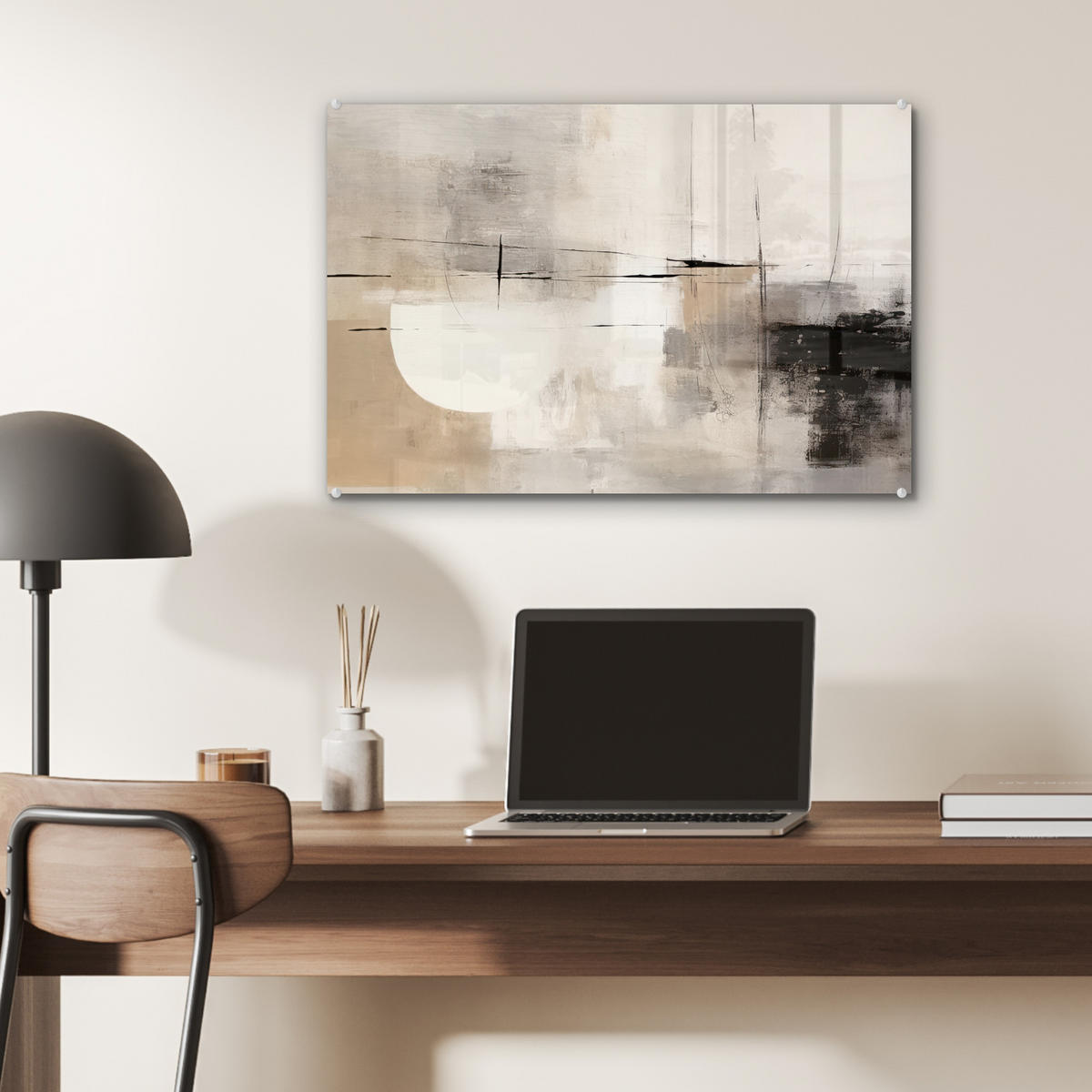 ACRYLGLASBILD Abstrakt - Kunst - Grau 60x40 cm - Hellgrau, Glas (60/40cm) - MuchoWow
