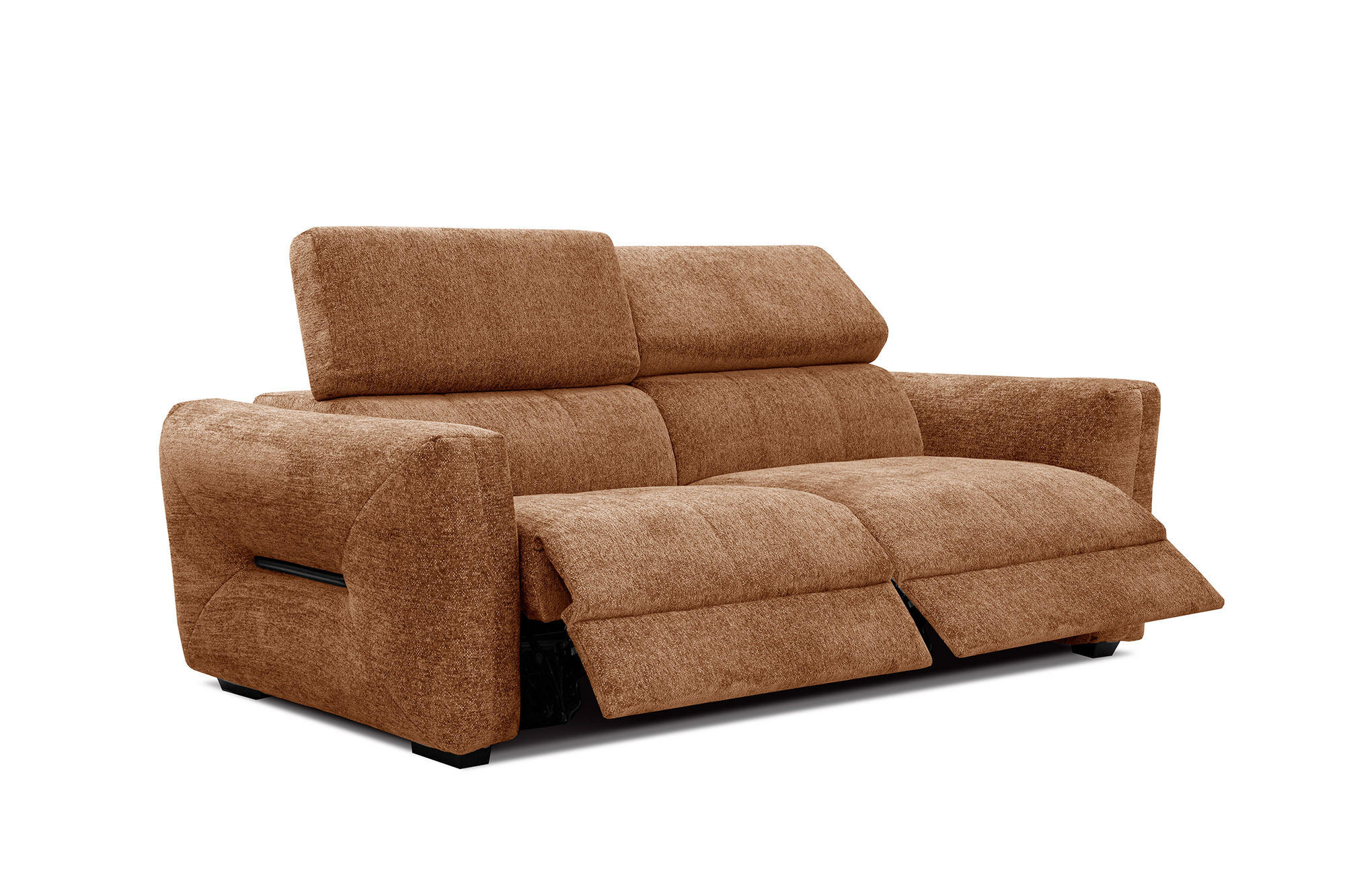 SOFA CALVERA 3-Sitzer mit 2 Relaxfunktionen, dunkelorange - Dunkelorange, Holzwerkstoff/Textil (204/79/106cm) - Courtois Laville