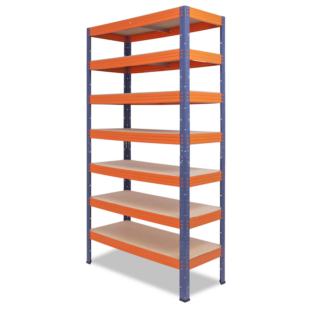 SCHWERLASTREGAL PRO 230x100x45 cm in blau-orange mit 7 Böden und 142 kg Traglast pro Boden - Multicolor, Metall (100/230/45cm) - shelfplaza
