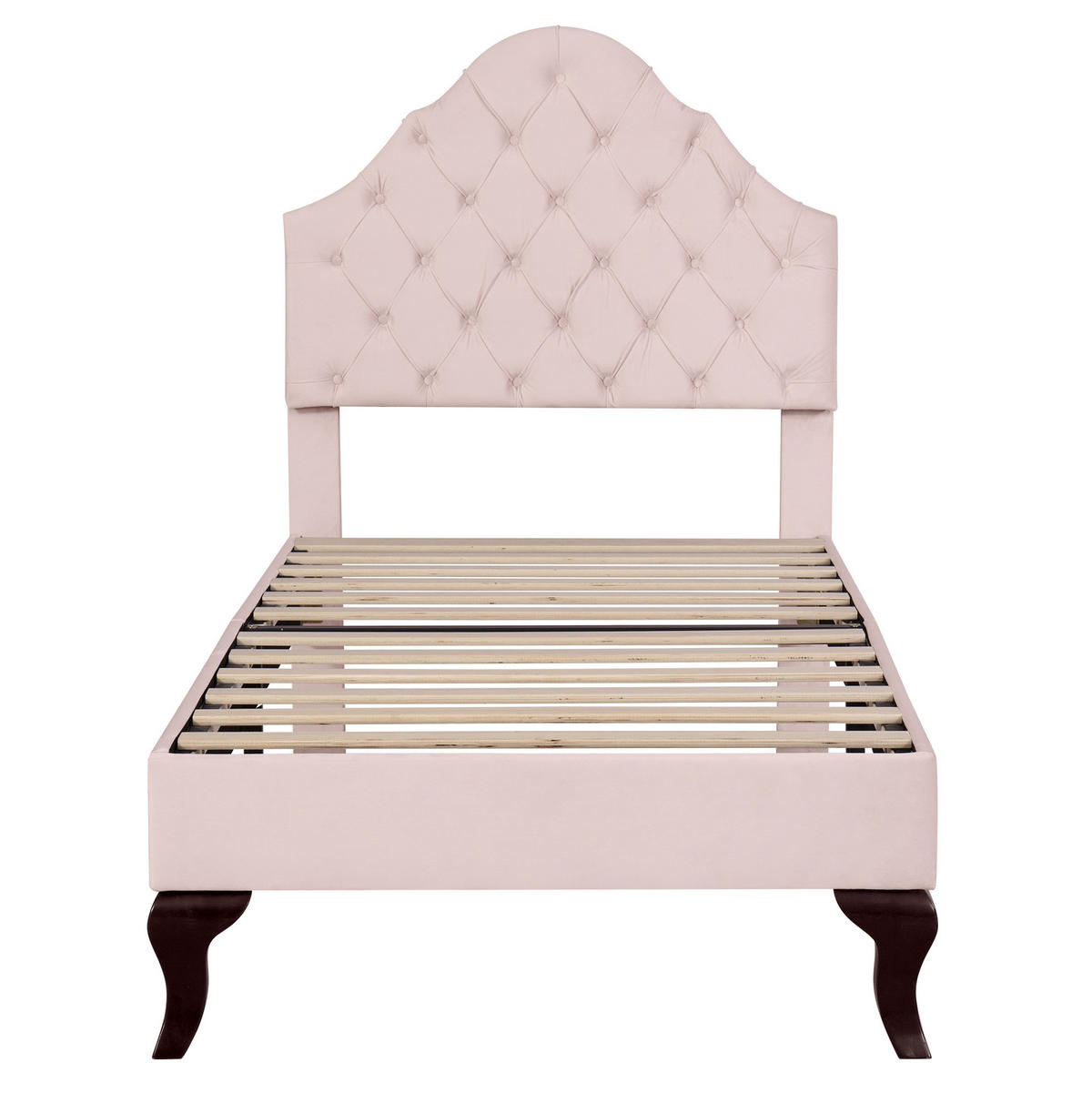 POLSTERBETT aus Samt 90x200 cm in Rosa mit höhenverstellbarem Kopfteil & Lattenrost - Rosa, Textil (90/200cm) - Modfu
