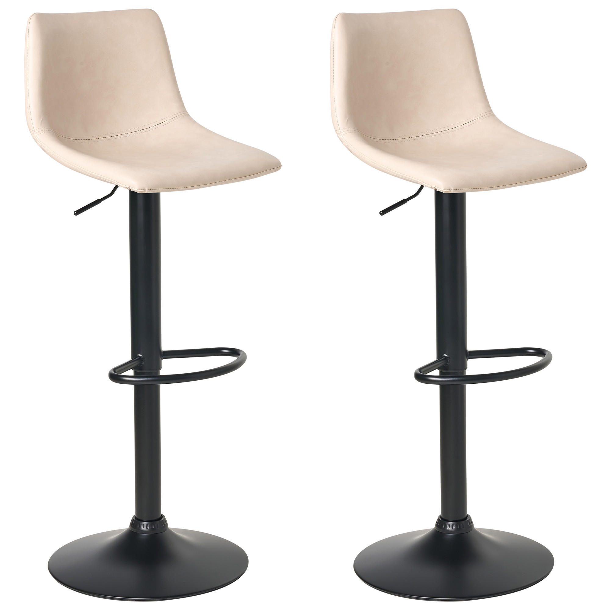 BARHOCKERN 2er-Set Hellbeige Lebrija - Beige/Schwarz, Kunststoff (39/98/44cm) - Beliani