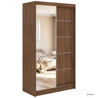 SCHWEBETÜRENSCHRANK 120 - SKORIA - Warmia Walnuss mit Spiegel - Walnussfarben/Alufarben, Holzwerkstoff/Metall (120/216/61cm) - MKS