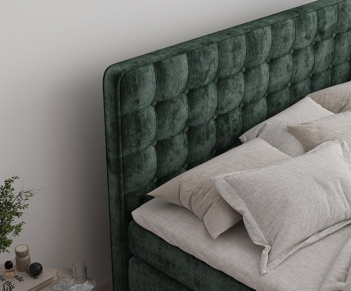 BOXSPRINGBETT Velouria Grün 180/200 cm - Schwarz/Grün, Holz/Holzwerkstoff (180/200cm) - Maison de Reve