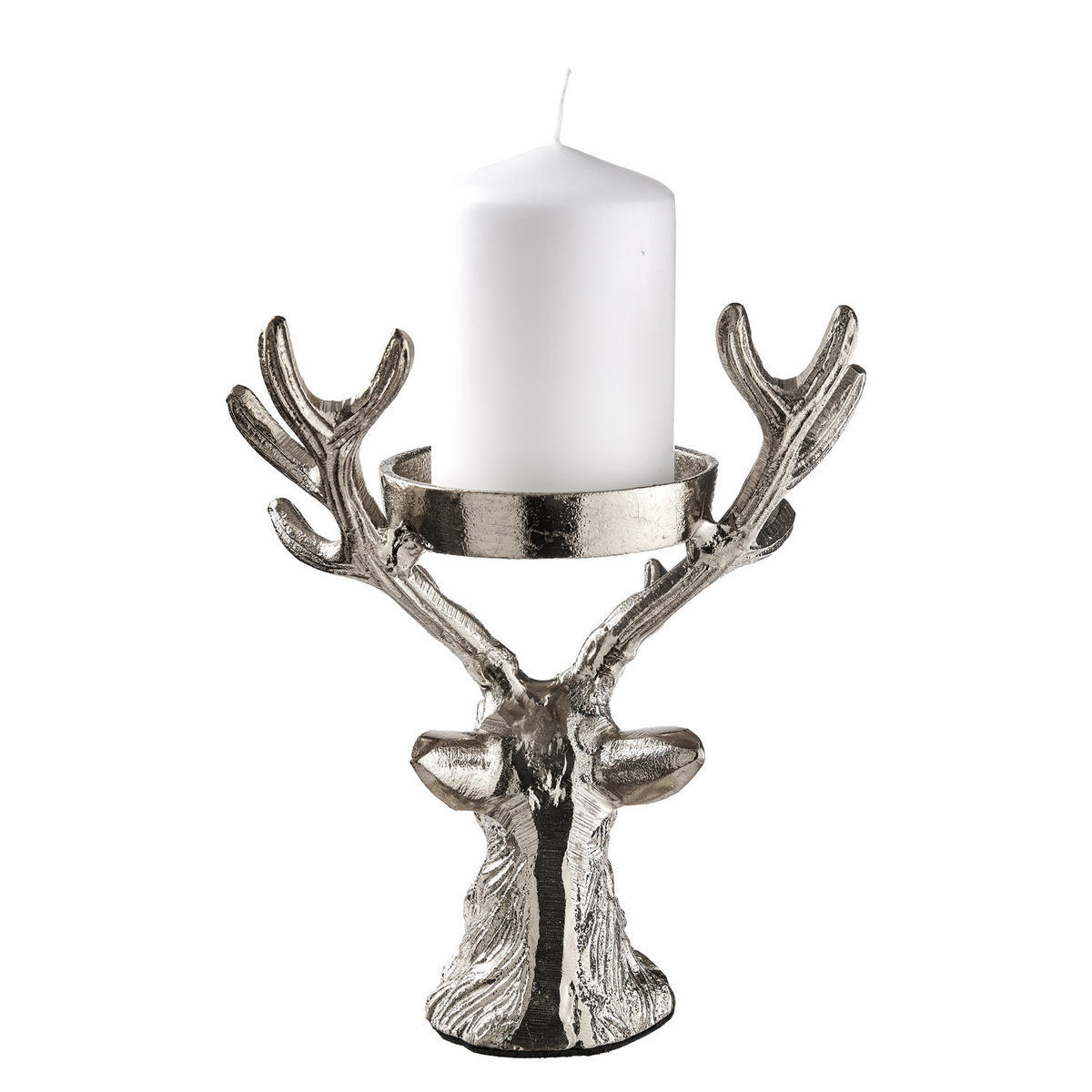 KERZENHALTER Oh My Deer für Stumpenkerzen - Silberfarben, Metall (18/11/21cm) - Butlers