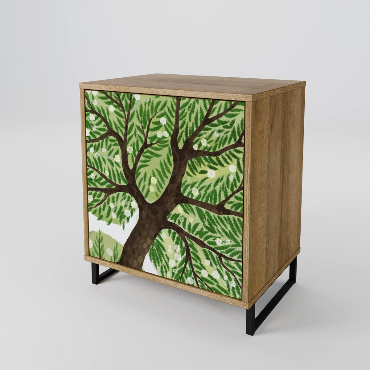 SIDEBOARD WILDERNESS DASH, Eichefarben, 57,5x42x75,5 cm, Goldfarbene Metallfüße - Eichefarben/Goldfarben, Holzwerkstoff/Metall (57.5/75.5/42cm) - SpaceRebels