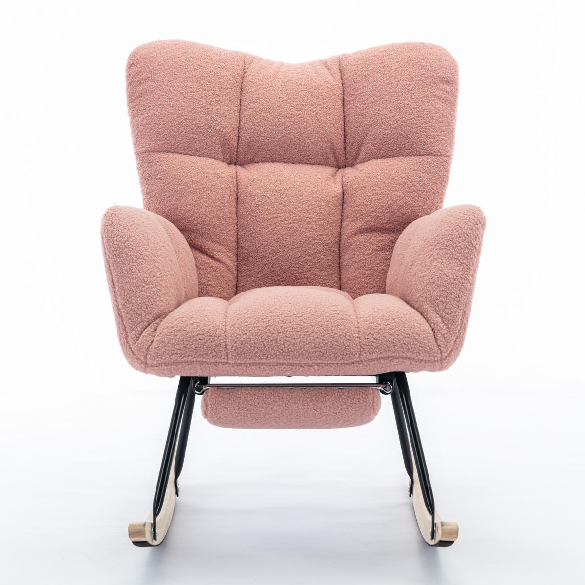 SCHAUKELSTUHL 98/70/98.5 cm Rosa mit Einziehbare Fußstütze - Rosa, Textil (98/98.5/80cm) - Oxeza