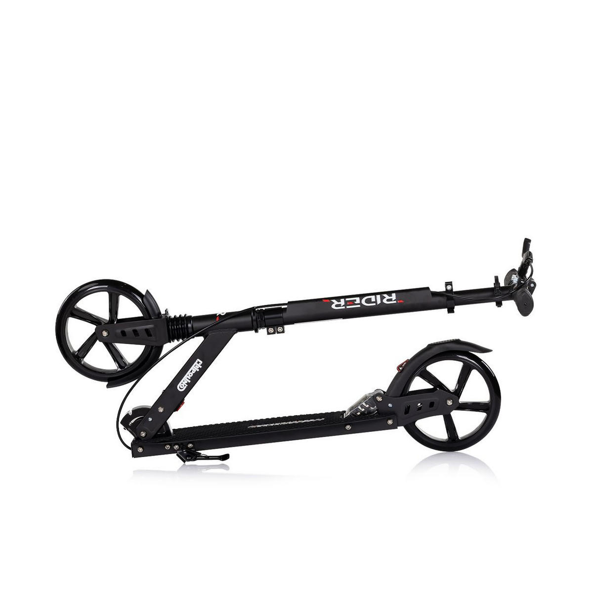 KINDERROLLER Rider PU-Räder schwarz klappbar Stoßdämpfer höhenverstellbar - Schwarz, Metall (95/12/100cm) - Chipolino