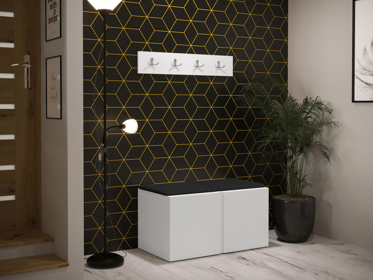 GARDEROBEN-SET Orion VI - Schwarz/Weiß, Holzwerkstoff/Kunststoff (84/42/46cm) - MIRJAN24