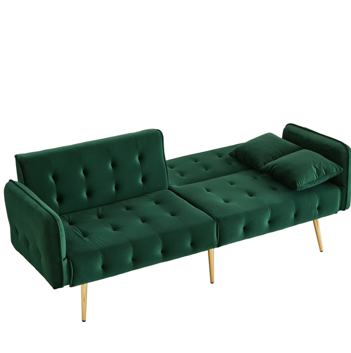 SOFABETT 2-in-1 215 x 81,5 cm Velours Green - Grün, Kunststoff (178/70/82cm) - Meubliv