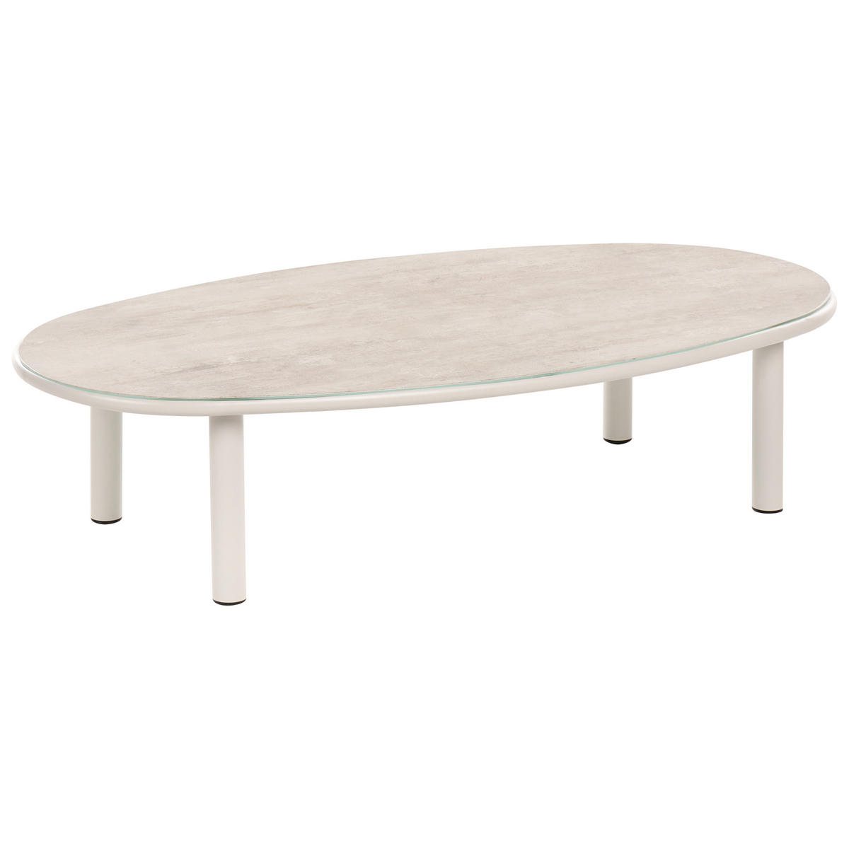 GARTENSOFA 6-Sitzer mit Tischen Metall Hellbeige Oriolo - Beige, Metall (352/84/120cm) - Beliani