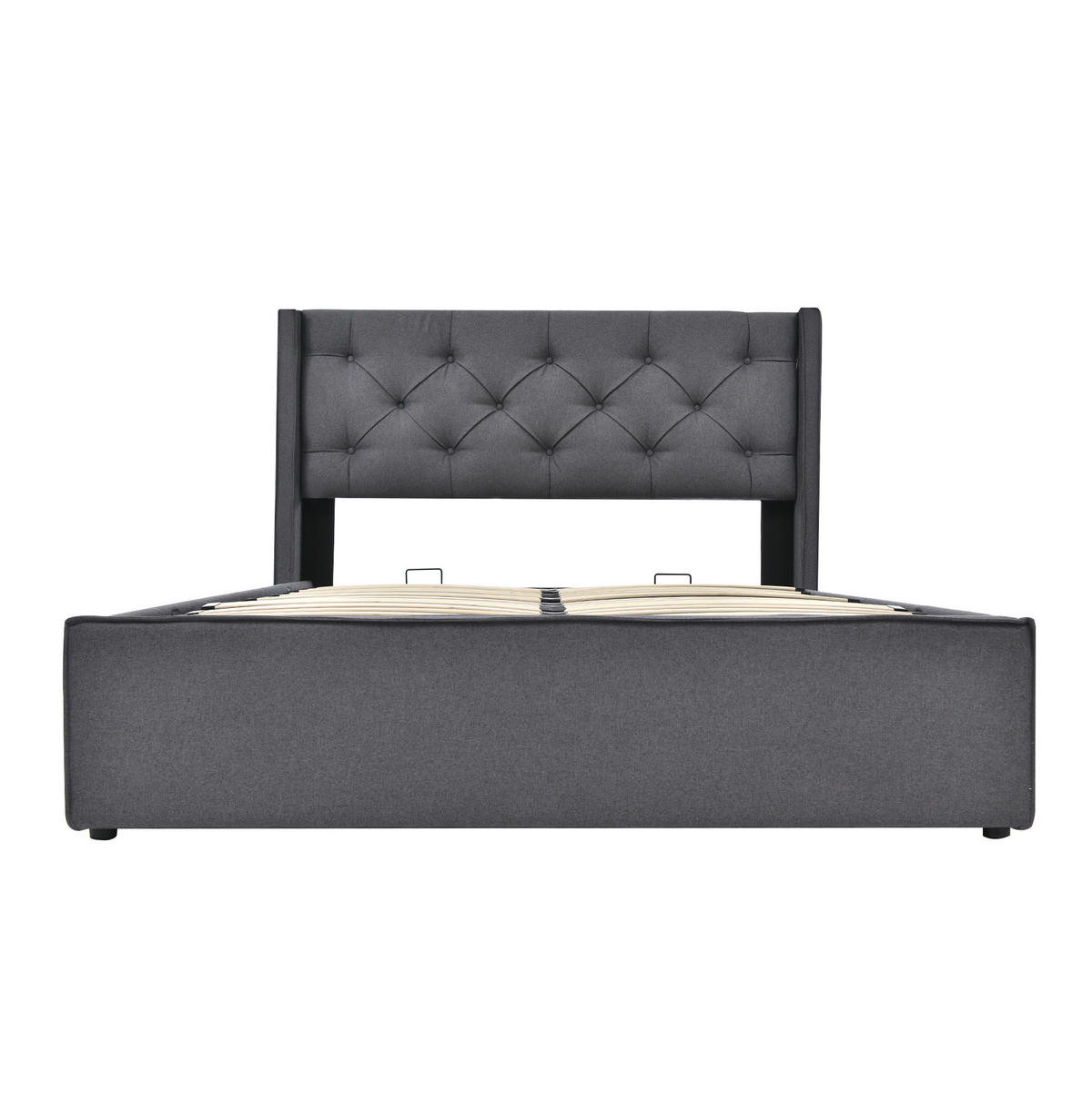 POLSTERBETT mit Bettkasten 140/200 cm in Grau mit gepolstertem Kopfteil - Grau, Textil (140/200cm) - BEAOK