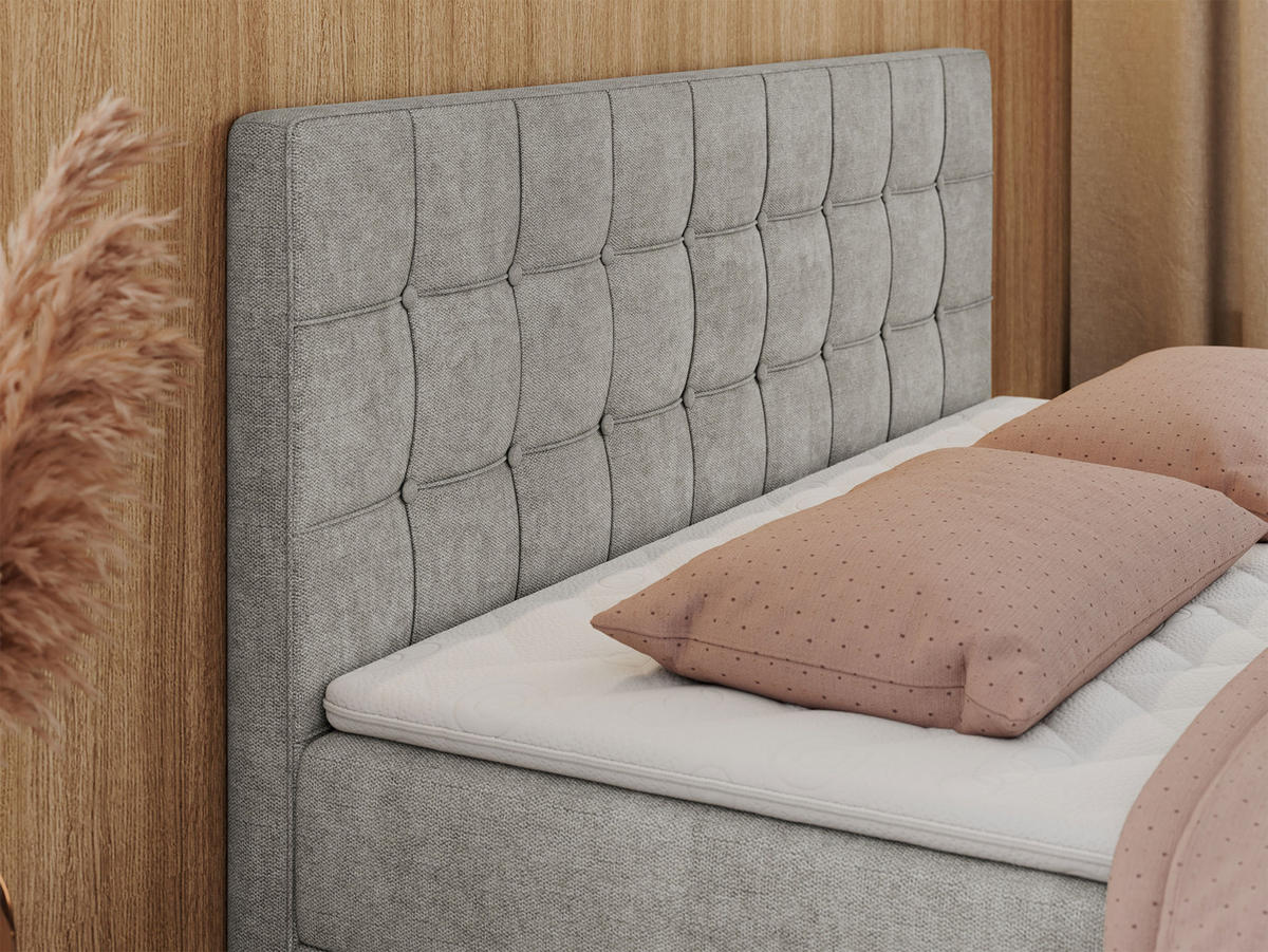 BOXBETT CARMEN 200/200 Hellgrau Struktur - H4 - Hellgrau, Holz/Textil (200/200cm) - MKS