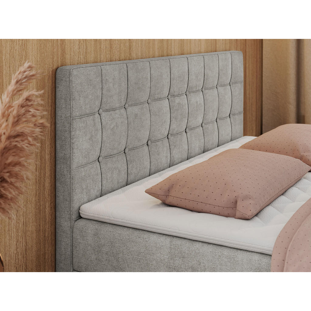 Thumbnail - MKS Boxbett, Hellgrau, Textil, 2-Sitzer, H3, Rechteckig, 160x200 cm, Schlafzimmer, Betten, Boxspringbetten
