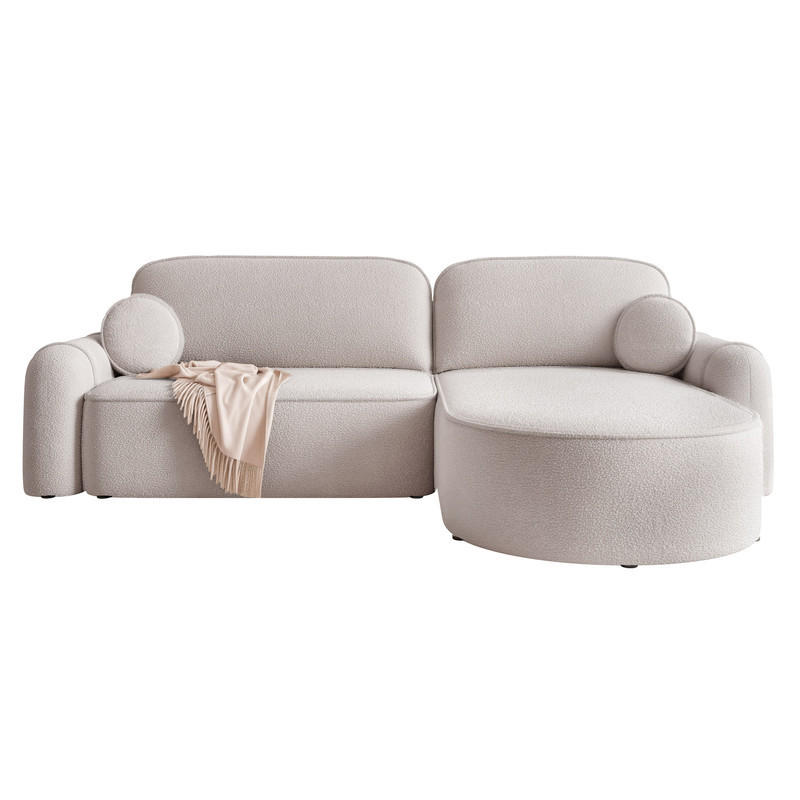 ECKSOFA SIGMA mit Schlaffunktion und Bettkasten, Stoff Hellgrau - Hellgrau, Textil (280/178cm) - Idohome