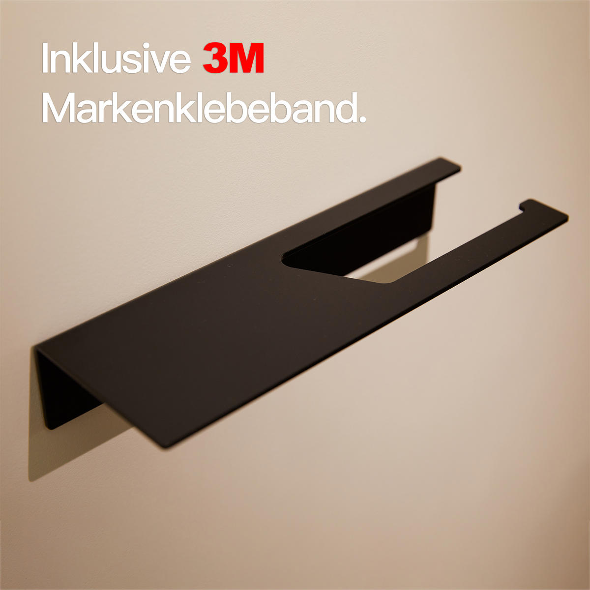 TOILETTENPAPIERHALTER OHNE BOHREN mit Ablage Schwarz - Schwarz, Metall (27/5/10cm) - Designfabrik Hamburg