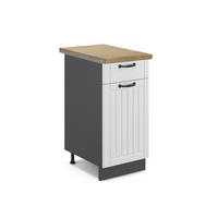 KÜCHENUNTERSCHRANK Fame-Line Weiß Landhaus 40 cm, AP Eiche - Anthrazit/Weiß, Holzwerkstoff (40/82/60cm) - Vicco