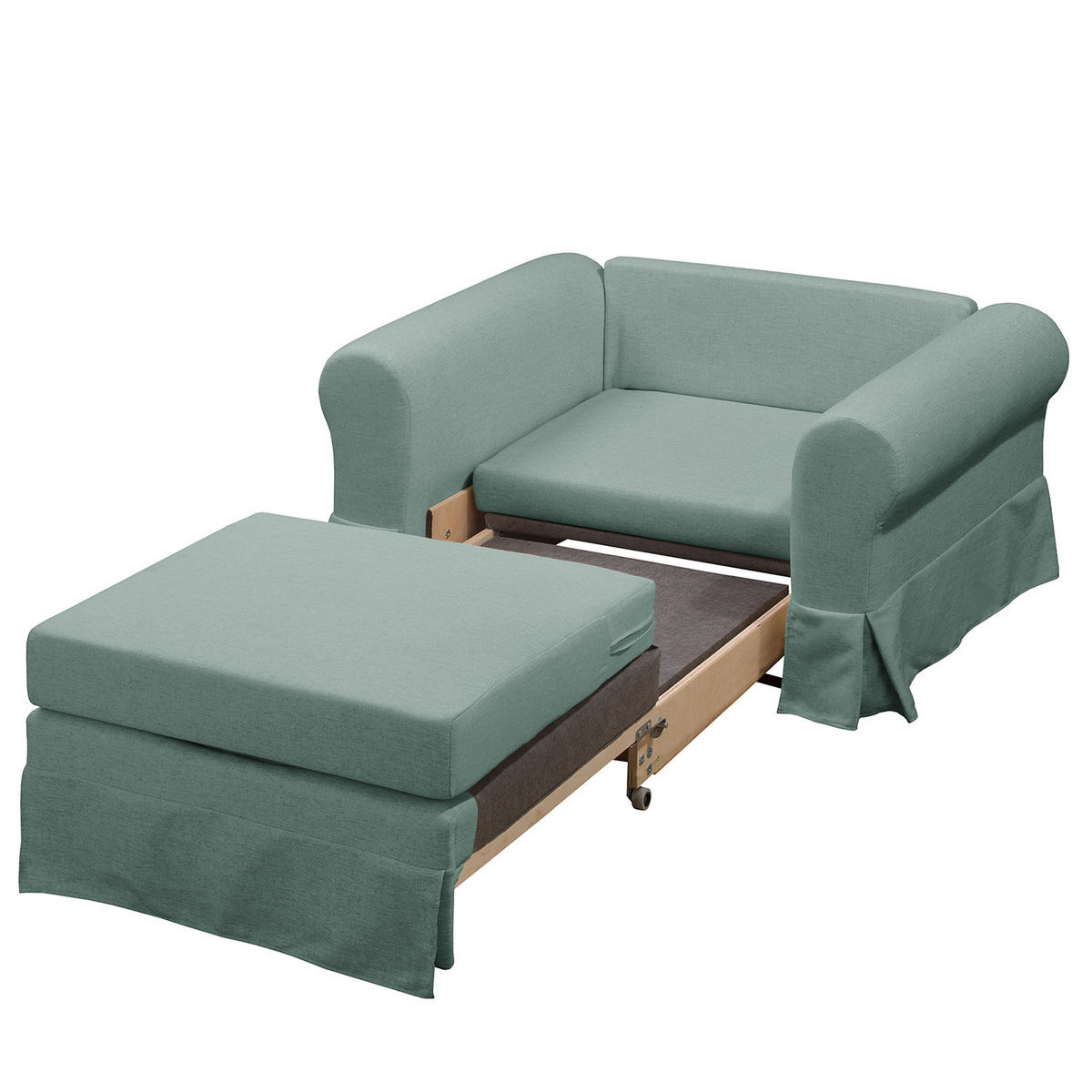 SCHLAFSESSEL mit Husse - Mintgrün/Grau, Textil (125/90/90cm) - home24