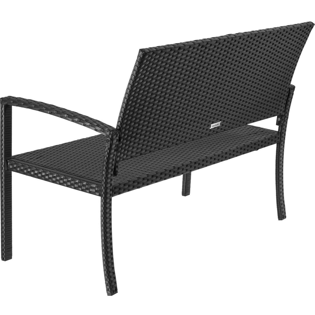 RATTAN-GARTENBANK Murat, 125 x 62,5 x 90 cm, inklusive Schutzhülle, schwarz - Schwarz, Kunststoff (125/90/62.5cm) - tectake