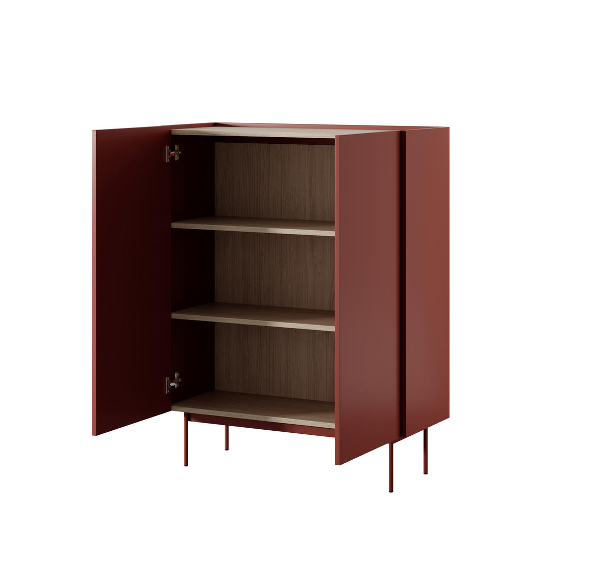 KOMMODE : Korpus und Front: Ziegel, Linea-Eiche TOP, 97 x 122 x 37 cm - Rot, Holzwerkstoff (97/122/37cm) - 3XE LIVING