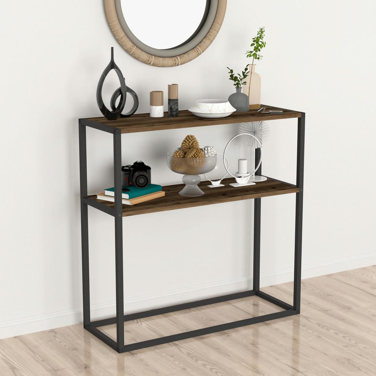 KONSOLENTISCH Hemsedal - Eichefarben, Holzwerkstoff (34/90/90cm) - [en.casa]