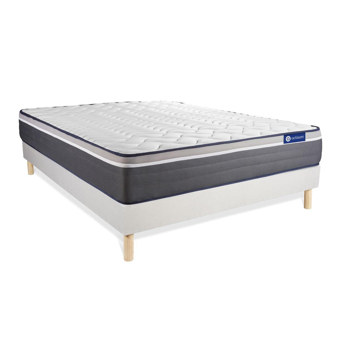 BETT Actimemo plus Memory-Schaum 160 x 210 cm h4 - Kit Bettgestell Weiß - Beige/Weiß, Karton/Holz (160/210cm) - ACTISOM