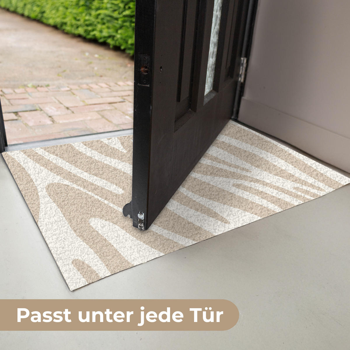 FUSSMATTE Zebramuster - Beige - Weiß - Tiermuster 90x60 cm - Beige, Kunststoff (90/0.4cm) - MuchoWow