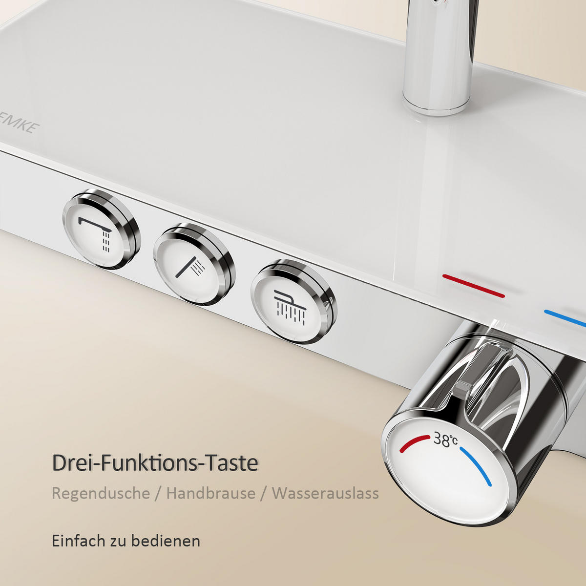 ÜBERKOPFBRAUSESET mit Thermostat Regendusche Chrom - Chromfarben, Metall (36/110/46cm) - EMKE