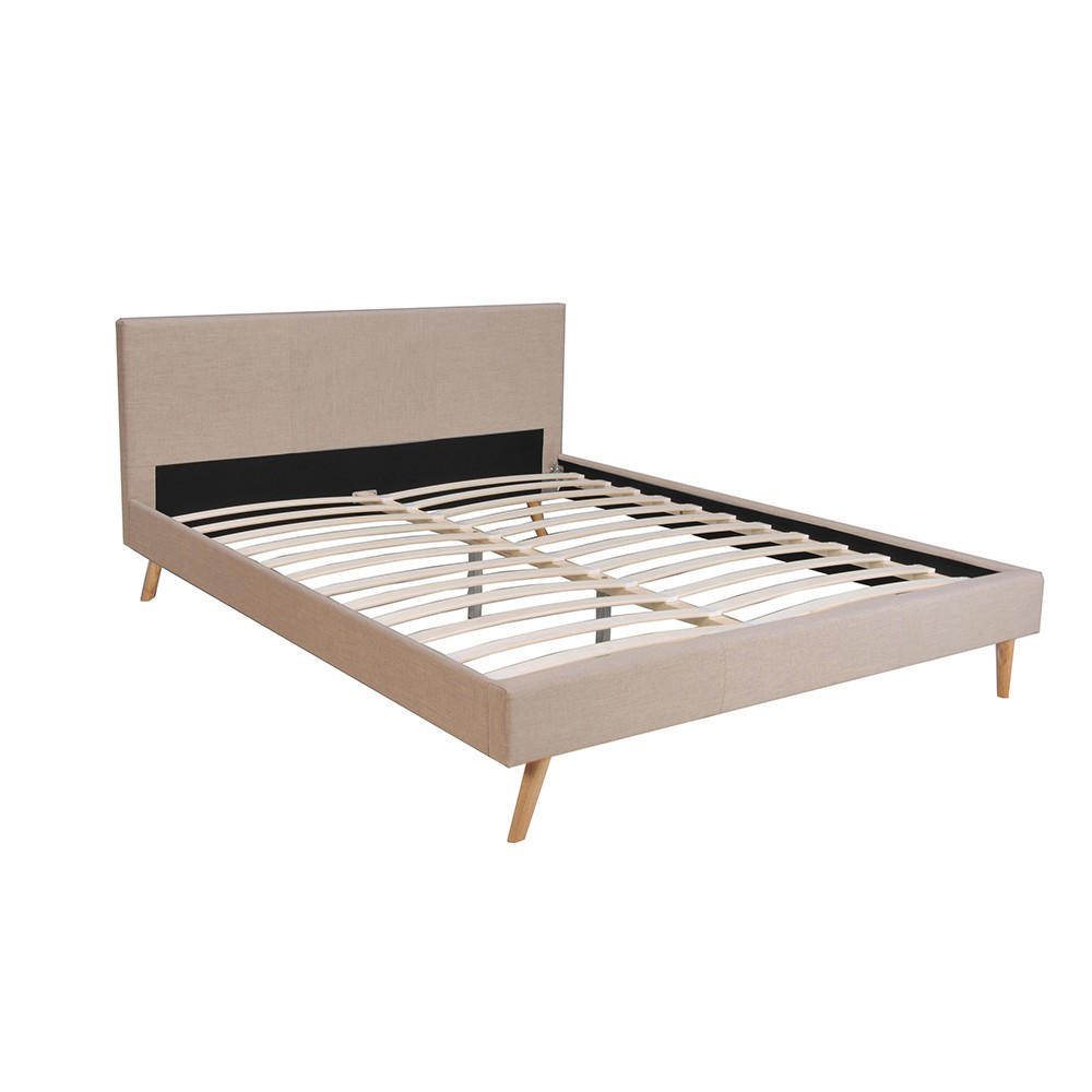 BETT FJORD/ BETT 180X200 MIT LATTENROST - BEIGE STOFF - Beige, Holzwerkstoff (180/200cm) - Weber Industries