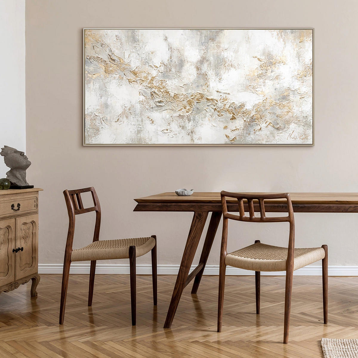 GEMÄLDE Geschichte Schattenfugenrahmen Beige 160x80 cm - Beige, Holz (160/80cm) - YS-art gallery