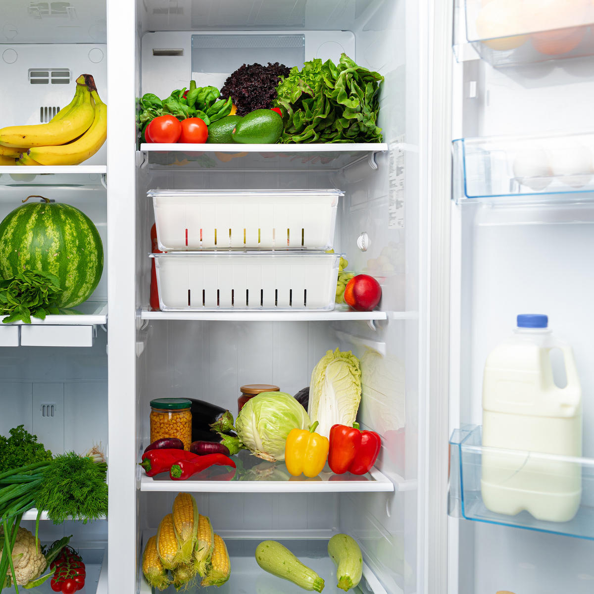 4XORGANIZÉR do chladničky - různobarevná, plast (32/10/17.5cm) - Relaxdays