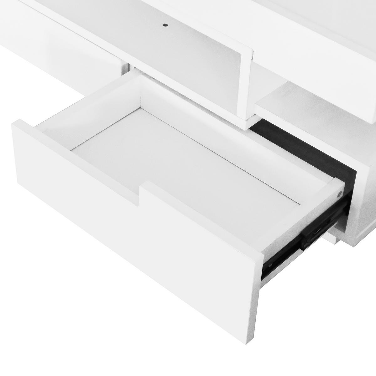 COUCHTISCH aus Spanplatte 80x50x36 cm Weiß Hochglanz mit LED-Beleuchtung und 4 Schubladen - Weiß, Holzwerkstoff (80/50/36cm) - IVMEU
