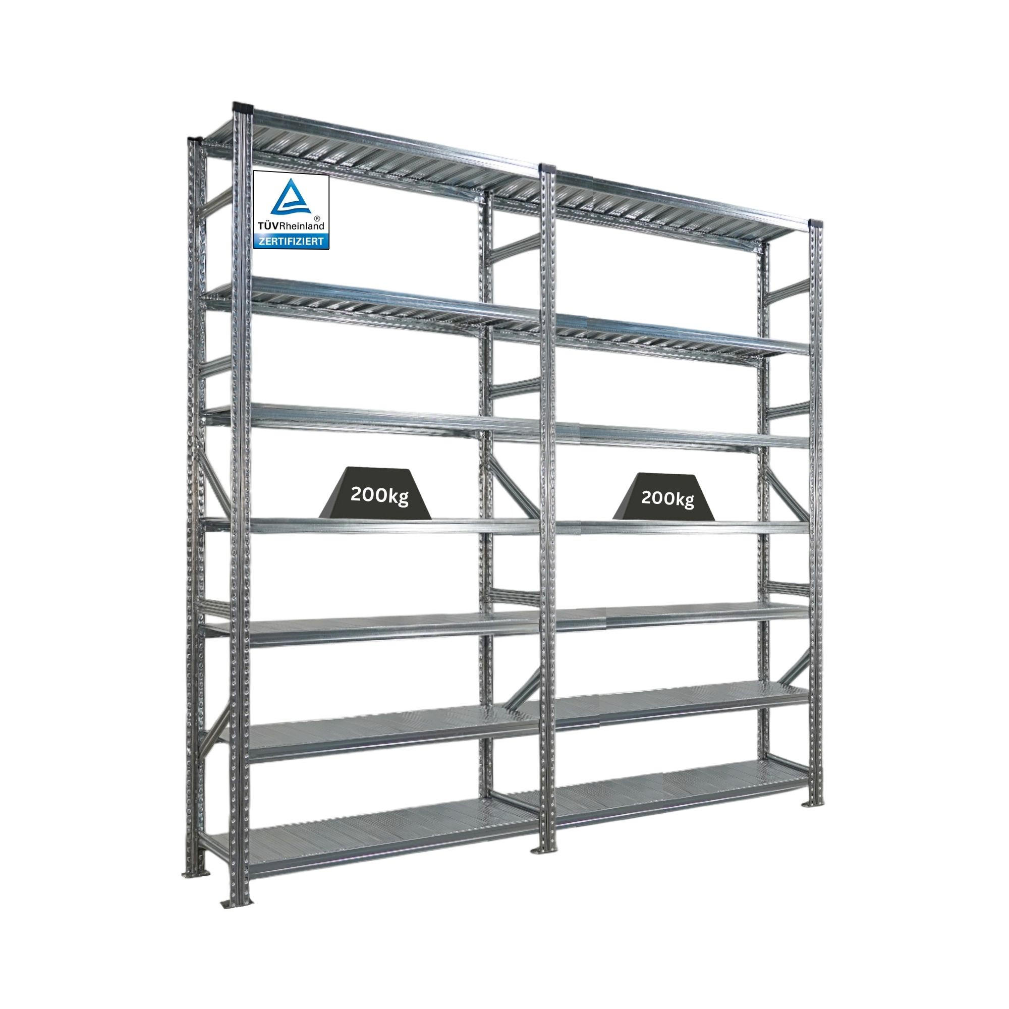 Proregal Fachbodenregal Silber 240x250x50 cm