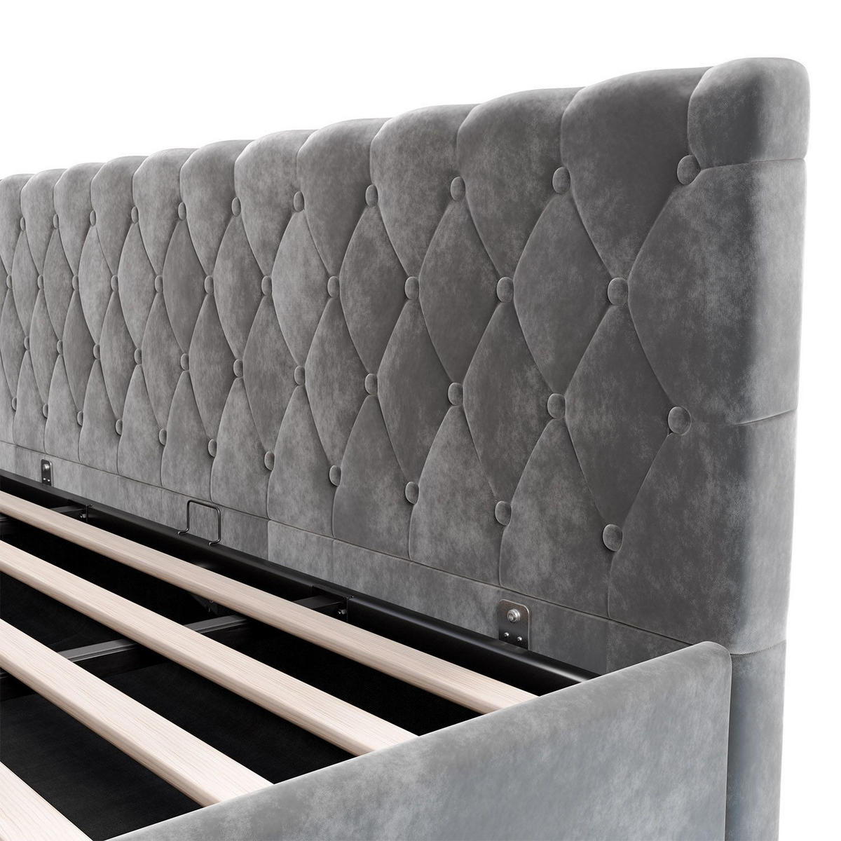 POLSTERBETT Nizza dunkelgrau 180x200 cm mit Matratze - Dunkelgrau, Holzwerkstoff (180/200cm) - Juskys