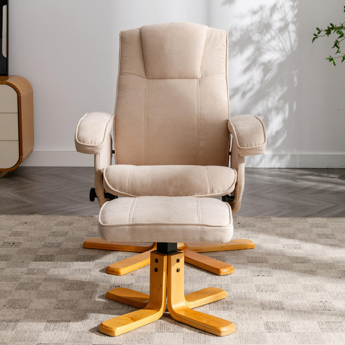 RELAXSESSEL CHARLES Stoffbezug Beige - Beige, Textil (75/95/68cm) - SVITA