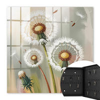 SCHLÜSSELBOX Schwarz 30x30 cm- Türöffnung nach rechts - Zarte Löwenzahnblüten - Grau, Metall (30/30/5cm) - TULUP
