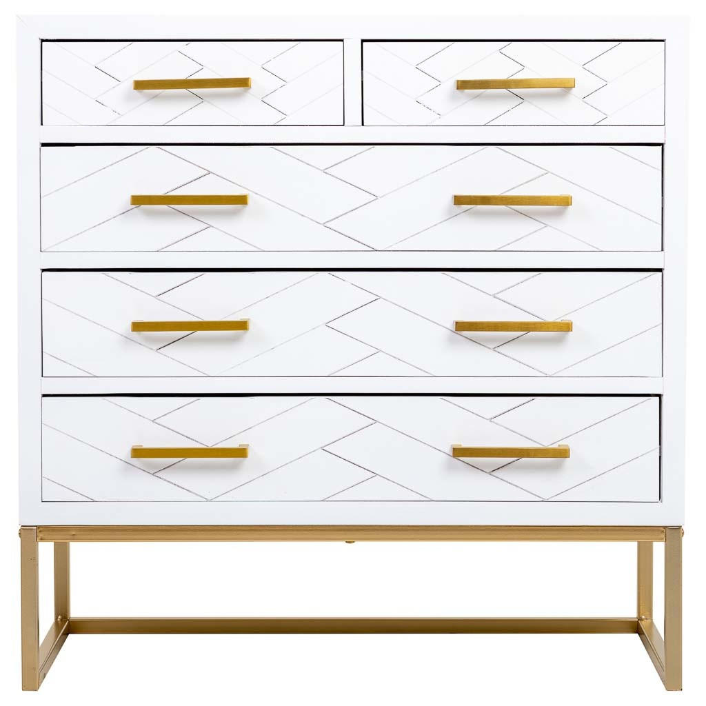 KOMMODE mit 4 schubladen aus holz und metall 80x39x81 cm - Weiß, Holz (80/81/39cm) - Wanderlust