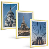 BILDER SET 3er Set - 40x60 cm Goldrahmen - Ansichten von Gebäuden aus Städten auf der ganzen Welt - Goldfarben, Kunststoff (40/60cm) - TULUP