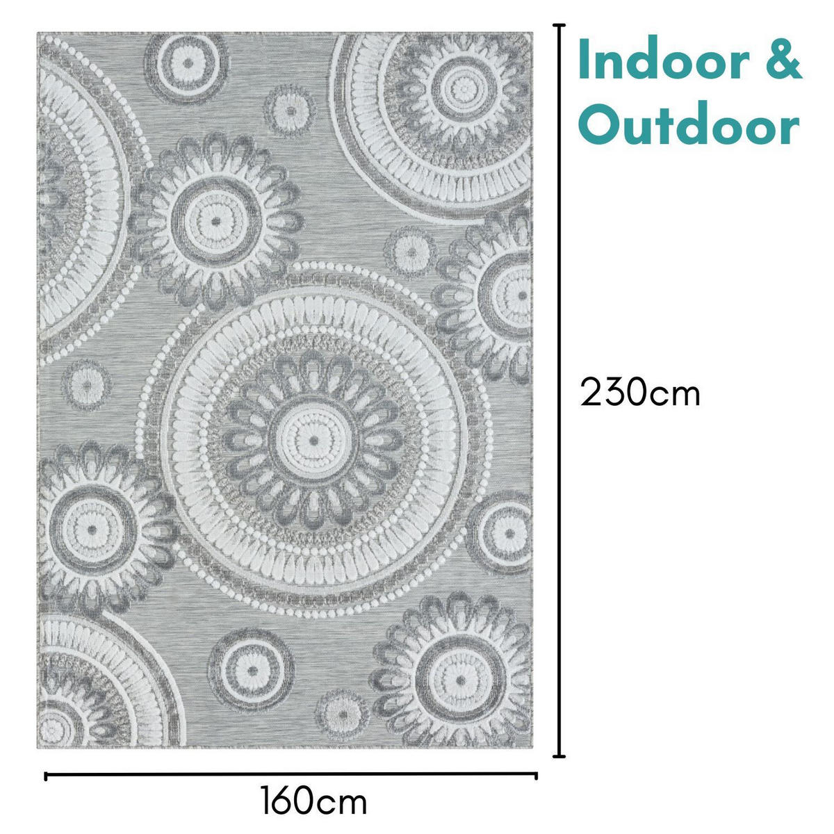 OUTDOORTEPPICH Reed II Hellgrau,Silberfarben,Anthrazit 160/230 cm - Hellgrau, Textil (160/230cm) - My-Rug