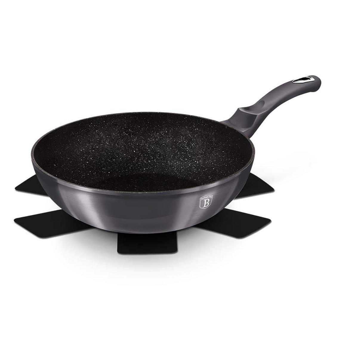 WOK Graphit 28/28/7.4 cm BH6900 - Graphitfarben, Metall (28cm) - Berlinger Haus